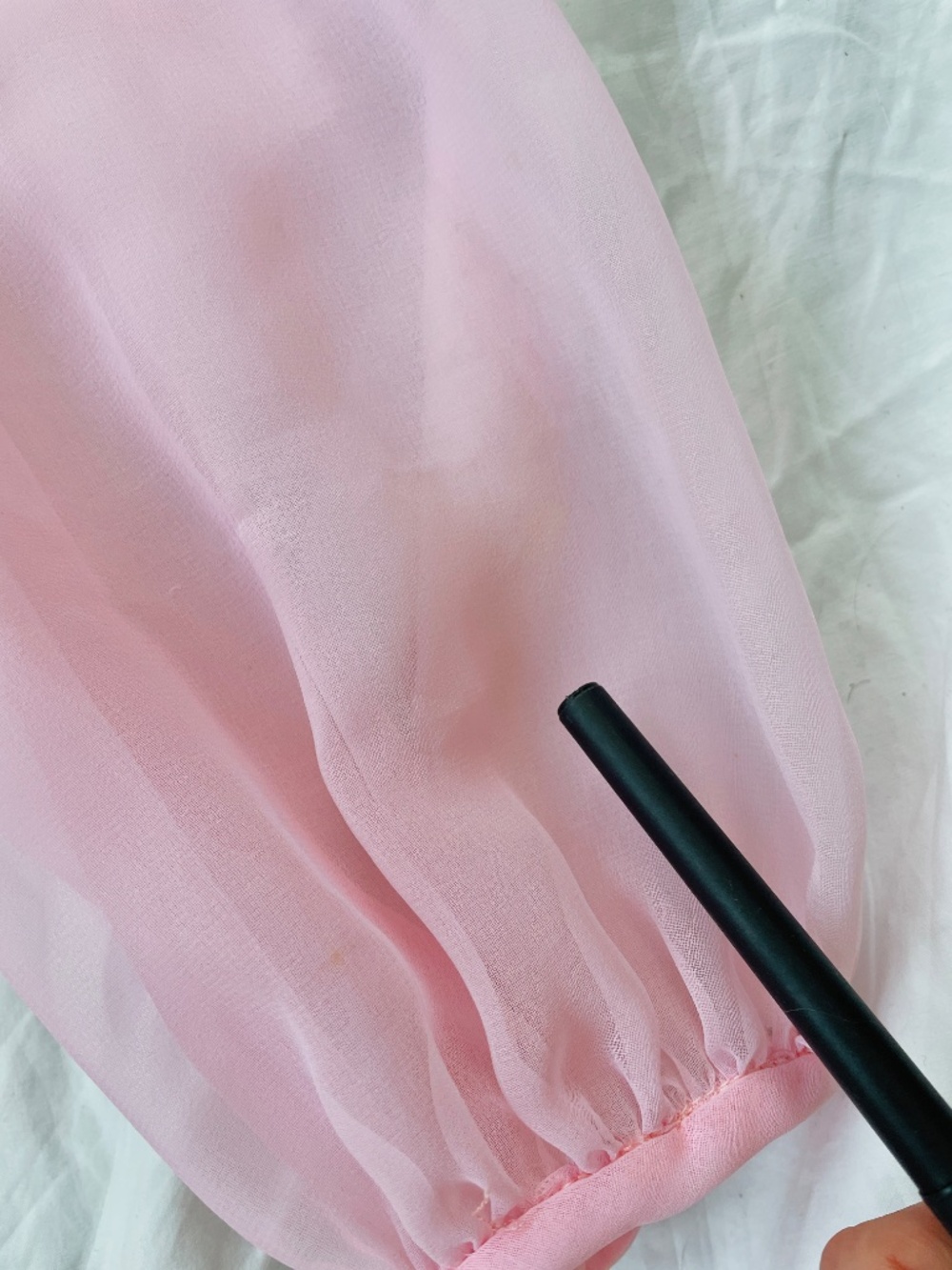 Vintage 1960s Ballet Pink Chiffon Bow Dress L - Picture 10 of 14
